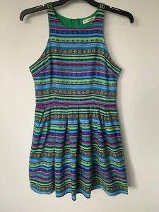 MIKA & GALA SIZE 10 BOHO LINED COTTON SCOOP NECK FIT& FLAIR MINI DRESS SIZE 10 - Picture 1 of 2