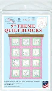 Jack Dempsey Themed Stamped White Quilt Blocks 9"X9" 12/Pkg-Baby Unicor - 2 Pack - Picture 1 of 1