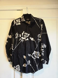 Express Extra Slim Men Long Sleeve Black Floral Dress Button Down Shirt Size XS - Picture 1 of 8