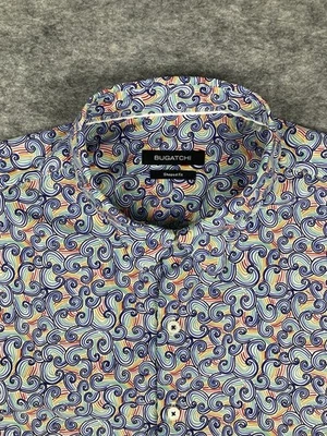 Bugatchi Shirt Mens 3XL Multi Abstract Print Colorful Long Sleeve Shaped Fit - Image 1 of 4