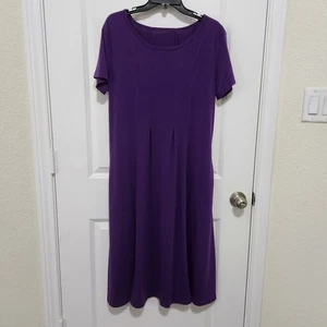 Damen XL lila Kurzarm Tasche T-Shirt Kleid Midi Freizeit bescheiden - Bild 1 von 9