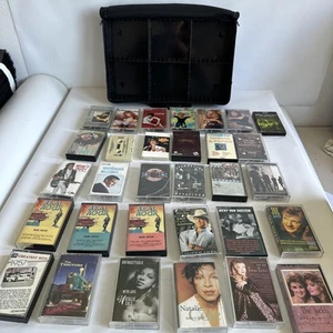 Bundle of 33 Vintage Cassette Tapes With Case. Mixed Genre - Country, Rock, Pop, - Picture 1 of 8
