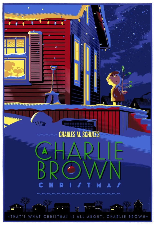 A Charlie Brown Christmas by Laurent Durieux Silkscreen Print — an Xmas classic! - Image 1 of 1