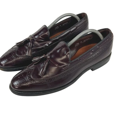 Allen Edmonds Manchester Burgundy Leather Tassel Wingtip Loafer Shoes Mens 10.5D - Image 1 of 4