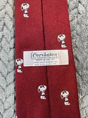 Corbata Cervantes Snoopy para hombre de colección roja 1971 Los Angeles CA EE. UU. Beach Foto 1 de 4
