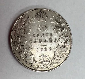 Canada 1932 Silver 50 Cents - Key Date Low Mintage of 19,213 - Picture 1 of 6
