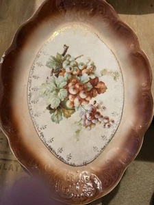 vintage carroll China serving plate Embossed scalloped edges fruit motif - Picture 1 of 10