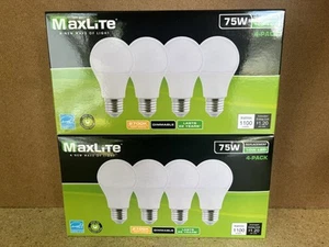 8 Pack Maxlite 10W LED Bulb = 75 watt replace A19 Soft White 2700K LED Light 75w - Picture 1 of 5