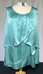 NUEVO CON ETIQUETAS Blusa Top Talbots 100% Seda Volantes en Niveles Sin Mangas Color Aqua Talla 18WP - Imagen 1 de 7