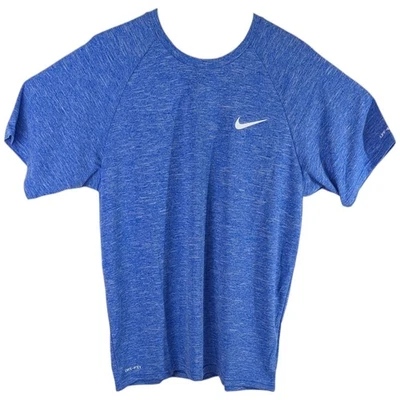 Nike Swim Mens Shirt UPF 40+ Large Blue Heather Swoosh Short Sleeve Dri Fit - Image 1 of 4