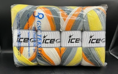 Hilo ICE Muilt-color amarillo, naranja, blanco batik bebé paquete de 4, 2 pesos Foto 1 de 4