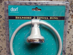 Dorf " Belmore 2 " Towel Ring 185mm dia in IVORY with GOLD & CHROME dress ring - Picture 1 of 5