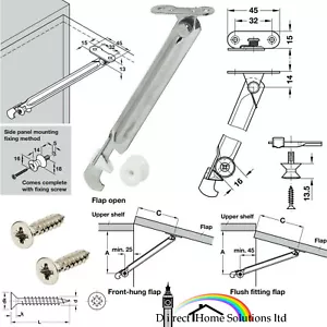 Hafele Lid Stay Lift Up Hinge, With Catch For Wood Flaps, Right Handed, 150mm - Picture 1 of 7