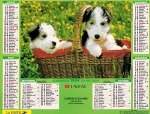 CALENDRIER DES POSTES. ALMANACH DU FACTEUR. ORIGINAL 1994 . PTT.  Lavigne - Picture 1 of 1