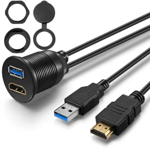 USB3.0 und HDMI Verlängerung Unterputz Armaturenbrett Halterung Kabel für Auto Boot Motorrad - Bild 1 von 12