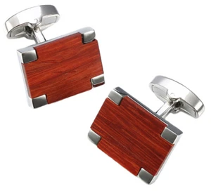 Einzigartige moderne Rosenholz und Platiniert Manschettenknöpfe - CUFFLINKS DIRECT - Bild 1 von 10