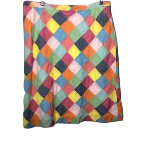 BROOKS BROTHERS Patchwork Skirt Womens Size 10 Multicolored Squares Lined Short - Picture 1 of 6