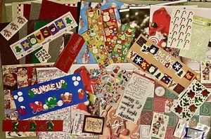 Christmas Paper, Stickers & Stamps! 31 Sheets 12x12 Scrapbook Paper, 12 Glitter - Picture 1 of 18