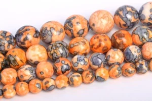 Cuentas redondas sueltas de flor de lluvia negra naranja y azul 4/6/8/10/12 mm - Imagen 1 de 13