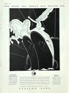1932 Ad Italian Line New Ships Conte Di Savoia Gyro Stabilized & Rex Fastest - Picture 1 of 1