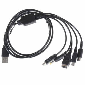 5in1 USB Charging Cable for Nintendo Wii U New 3DS NDSL GBA SP DSi Sony PSP 3000 - Picture 1 of 11