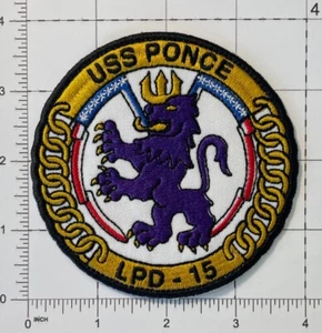 USN USS Ponce LPD-15 Amphibious Transport Patch Haken & Bügelbild Repro Neu A1300 - Bild 1 von 2