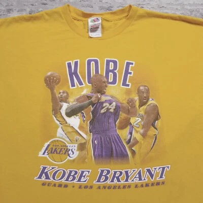 Vintage LA Lakers Kobe Bryant T-Shirt Mens XL NBA Basketball Yellow Flaw - Image 1 of 4