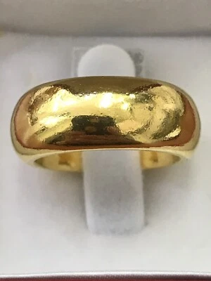 24k Solid Yellow Gold custom  Handmade band ring Any size 5 -13  15 grams - Image 1 of 4