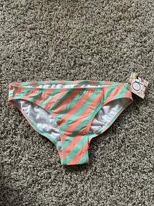 OP Womens Orange Green Pull On Bikini Swim Bottom Size Small Beach Pool Side - Picture 1 of 11