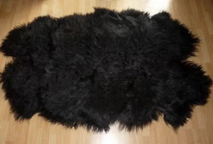 Island-Schaffellteppich, Schaffell Teppich, schwarz, 200x160cm / aus 6 Fellen - Bild 1 von 3