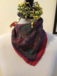 Christian Dior Handrolled Silk Neck Scarf ~16.5” x 1 7"  Multicolor Paisley - Picture 1 of 7