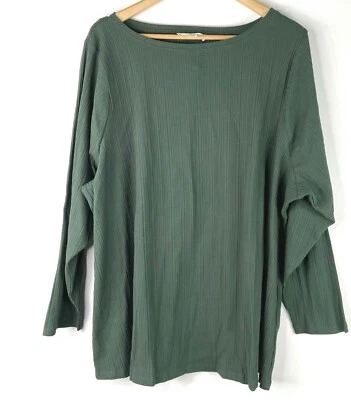 ADDITION ELLE Women Long Sleeve Ribbed Green Top Plus Size 4X - Image 1 of 3