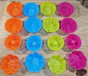 SILICON CUPCAKE or MUFFIN MOULDS 16 Pieces Four Sizes and Shapes RE-USABLE - Picture 1 of 7