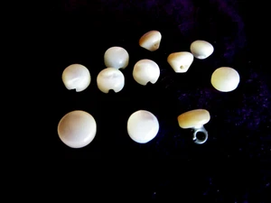 Lot of 10 Vintage Mother of Pearl Ball, Shank Buttons,One Metal Shank - Picture 1 of 2