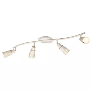 Energiespar Spot Kajam 4-flg. Spotleiste Spotbalken Rustikal 4x E14 7W Weiß Gold - Bild 1 von 2