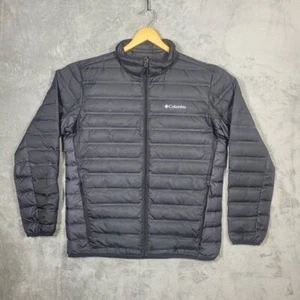 Columbia Mens Large Omni-Shield 650 Fill Down Puffer Packable Jacket Black Gray - Picture 1 of 11