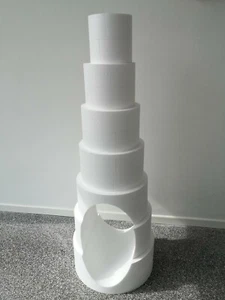 Torte 5-stöckig Ø 35/30/25/20/15x20 cm Styropor Dummy Tortenboden Ellipse rund - Picture 1 of 14