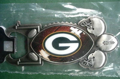 NFL Green Bay Packers Fútbol Logo Abrebotellas Magnético Acabado Peltre Nuevo en Paquete Foto 1 de 4