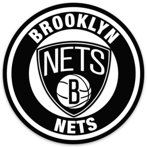 IMÁN redondo troquelado Brooklyn Nets clásico escudo blanco y negro y nombre tipo logotipo - Imagen 1 de 1