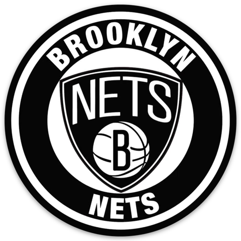 Brooklyn Nets Classic Black & White Shield & Name Logo Type Die-cut Round MAGNET Cover