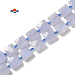 Blue Lace Agate Faceted Square Beads Size 12mm 15.5'' Strand (12mm) - Picture 1 of 2