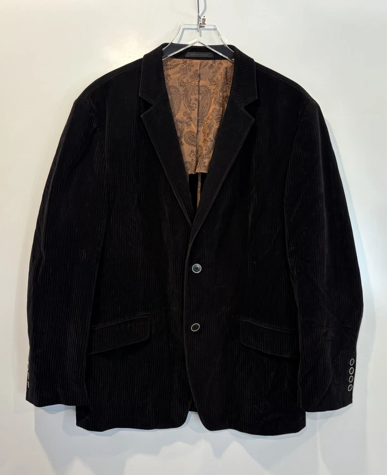 Andrew Fezza Assets Black Ribbed Velvet Blazer Jacket Sport Coat Mens 44R (J) - Image 1 of 4