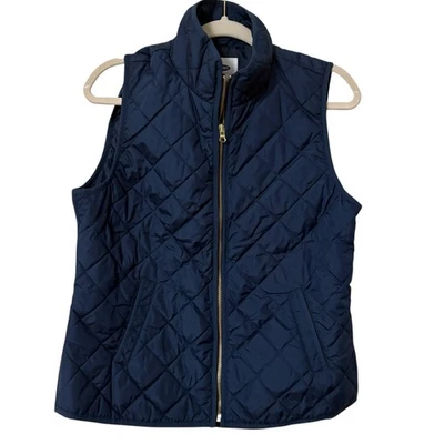 Old Navy 女式绗缝 Puffer 背心 M 海军蓝轻便休闲层户外 — 第 1/4 张图片