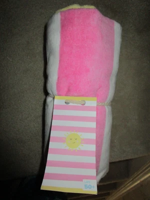 NUEVA TOALLA DE PLAYA A RAYAS DE SOL ROSA Y BLANCO GRANERO DE CERÁMICA 32 X 64 Foto 1 de 3