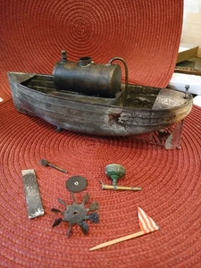 Antikes Metallspielzeug Dampfschiff mit Teilen - Bild 1 von 6