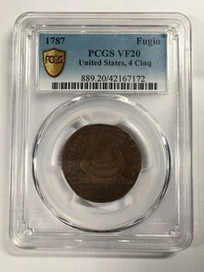1787 FUGIO CENT UNITED STATES, 4 CINQUEFOILS VARIETY PCGS VF20 7XIXA25 - Picture 1 of 4