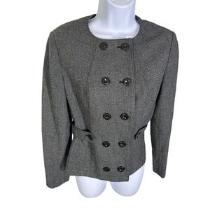 Calvin Klein Black Gray Double Breasted Button Down Blazer Jacket Women's Size 4 - Picture 1 of 6