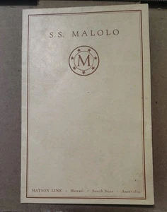 14 GENNAIO 1928 S SS MALOLO NAVE DA CROCIERA MENU HAWAII MATON LINES LINER LUSSO - Foto 1 di 6