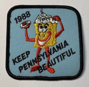 Vintage 1988 Anthropomorphic Trash Sack Keep Pennsylvania Beautiful Patch Badge - Picture 1 of 2