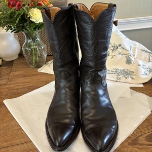 Vintage Justin Western Cowboystiefel zum Überziehen Gr. 13A Style 20738 dunkelbraun/schwarz? - Bild 1 von 12